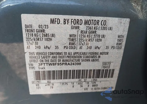 2023 Ford Maverick Xlt from USA, damaged, VIN 3FTTW8F95PRA24398